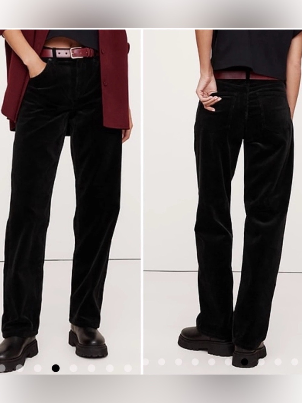 Banana Republic The Slouchy Straight Corduroy Black Pants Size 30